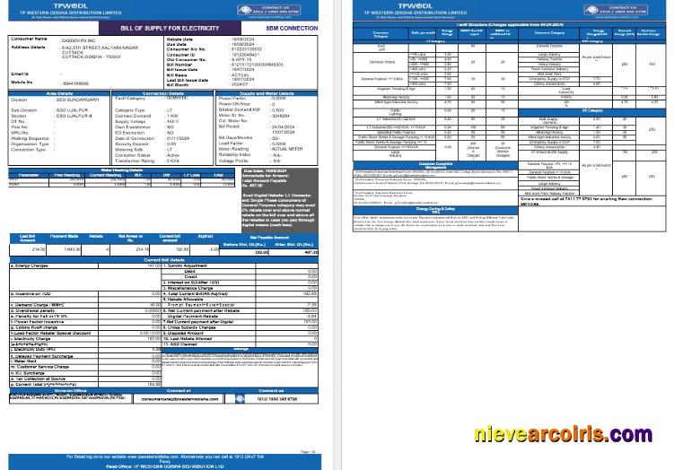INDIA TPWODL business utility bill